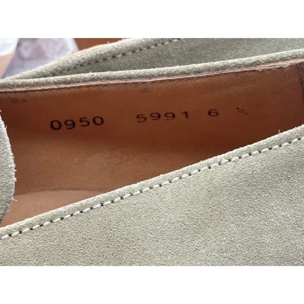 Prada Men Suede Loafers Taupe Grey Chain Detail Made in Italy 0950 5991 Size 6.5